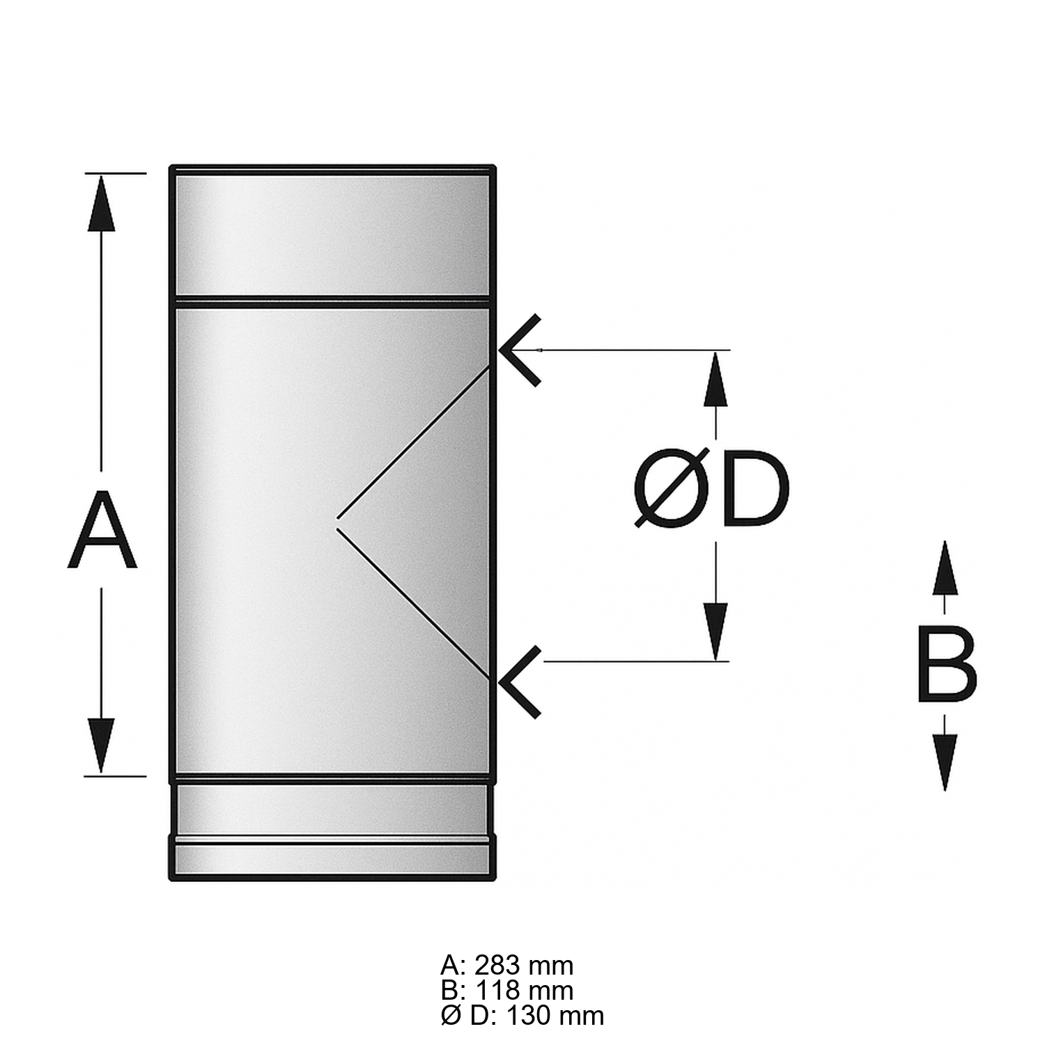 Schiedel PRIMA PLUS té 90° Ø130 mm pour raccord Ø130 mm simple paroi mat