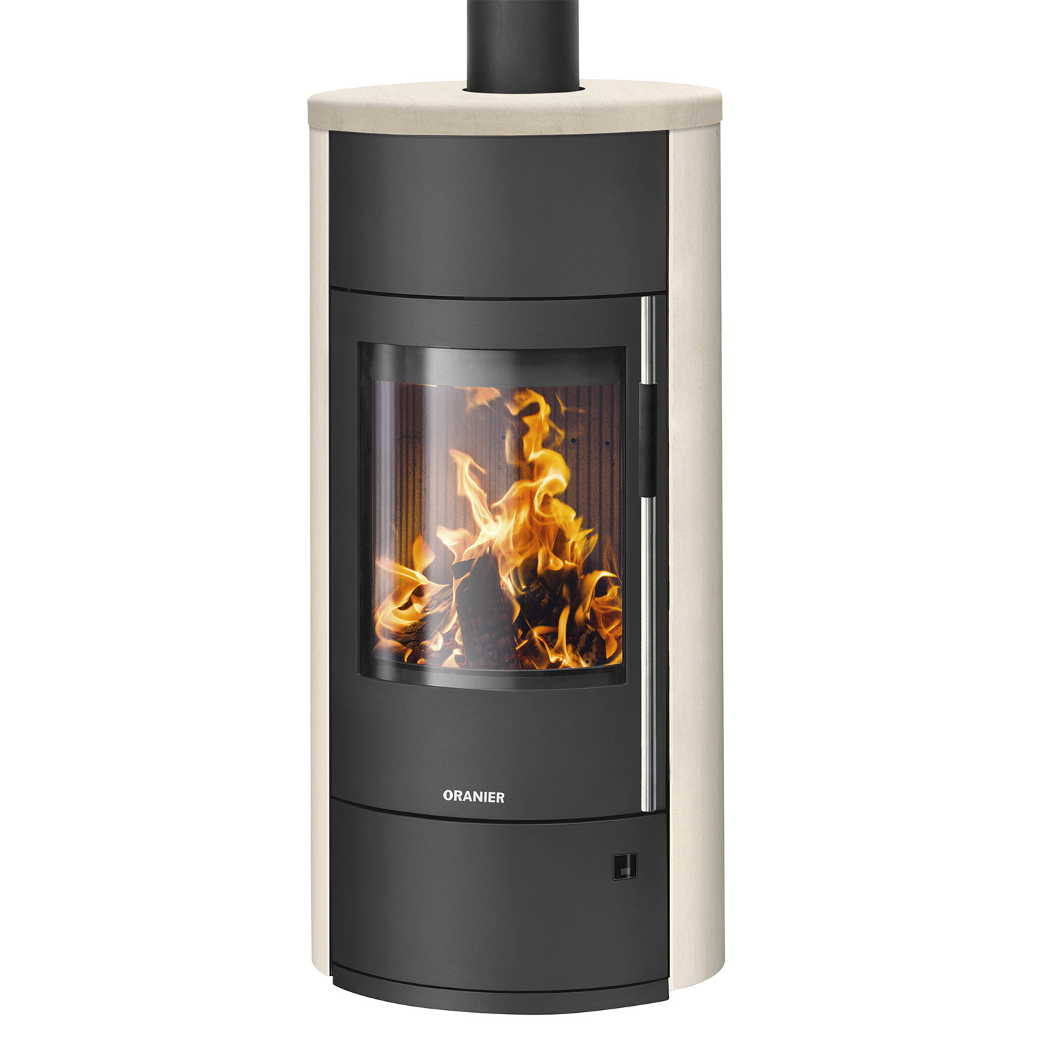 Oranier Polar Neo Vantage W+ Poêle à bois Acier Noir / Pierre calcaire Crème