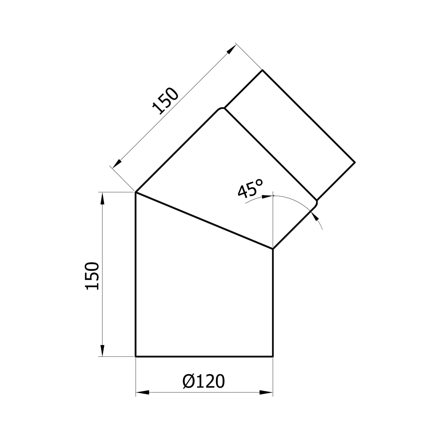 Coude de conduit de fumée Raik / Tuyau de poêle 120 mm - 45° gris fonte