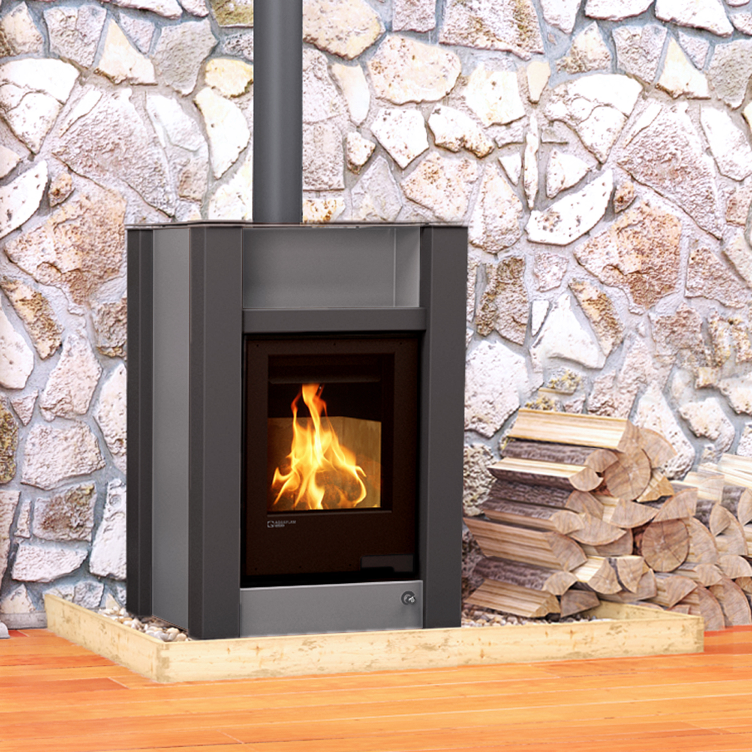 Aquaflam Vario Lend Basic Poêle à bois hydro Grey 11/5 kW
