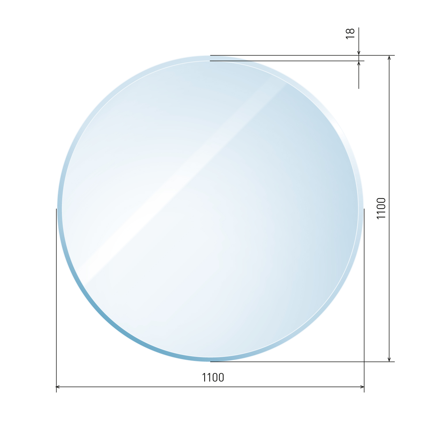 Plaque de verre circulaire Raik Kamin avec facette incluse