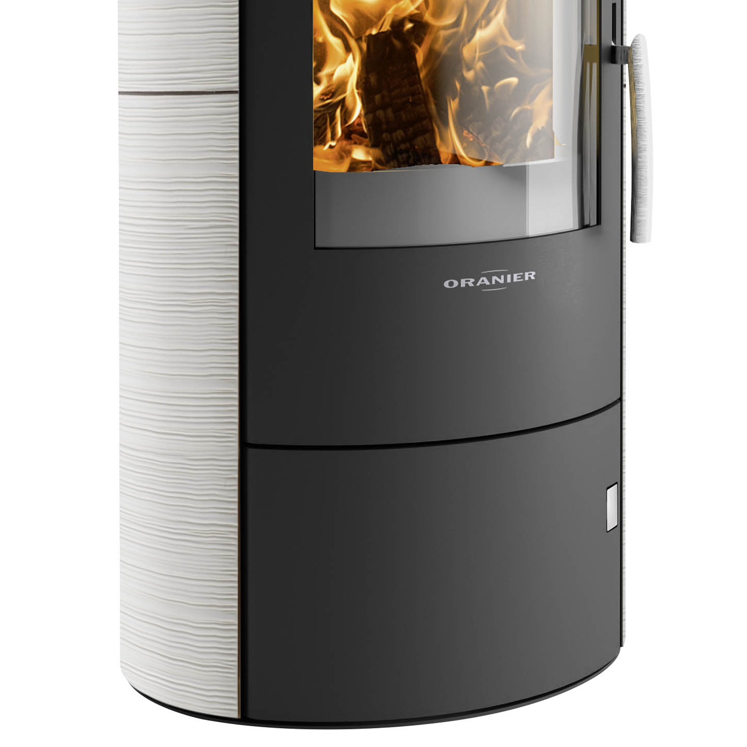 Poêle à bois Oranier Polar W+ 2.0 Acier Noir / Céramique Blanc Soie