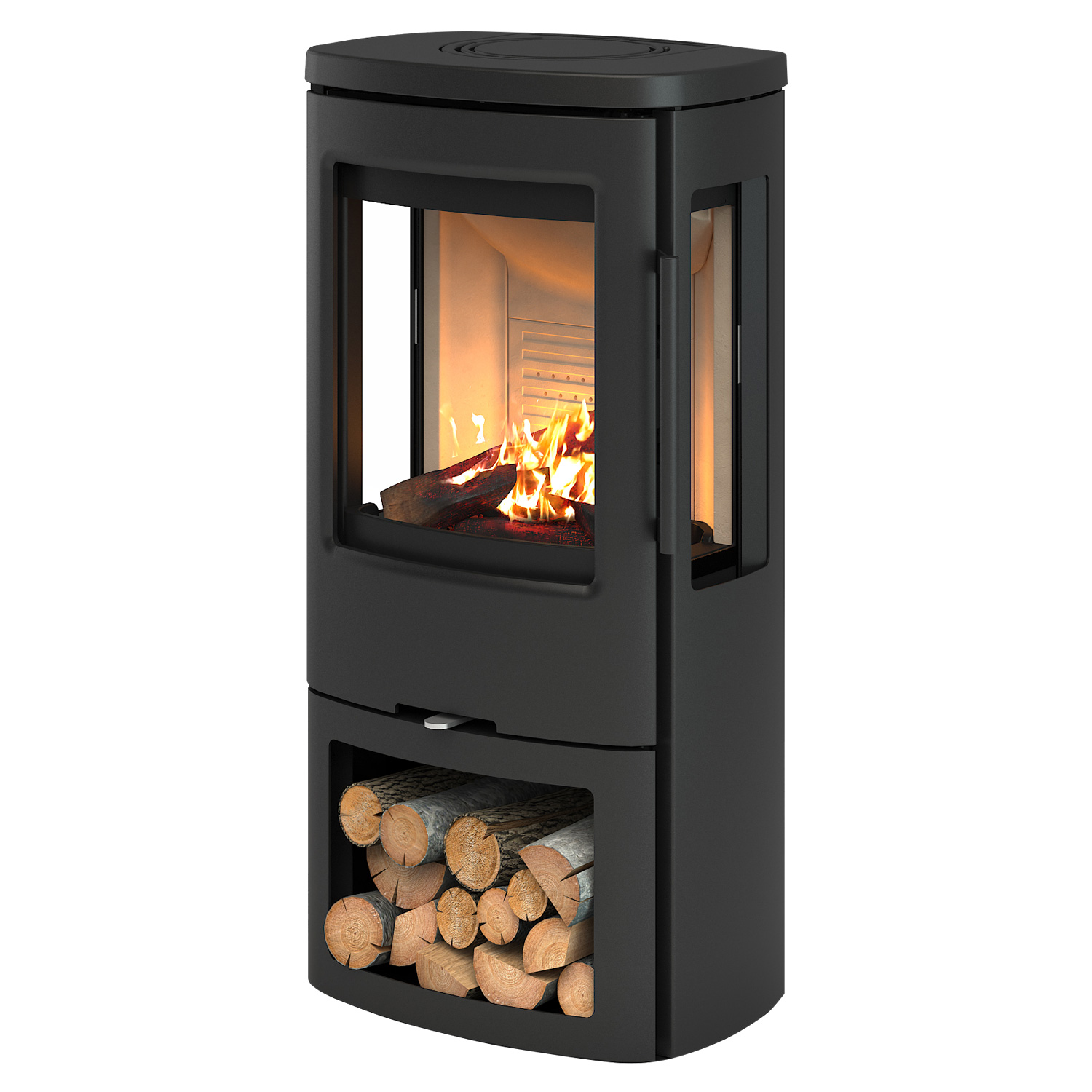 Poêle à bois TermaTech TT44G en acier avec vitres latérales