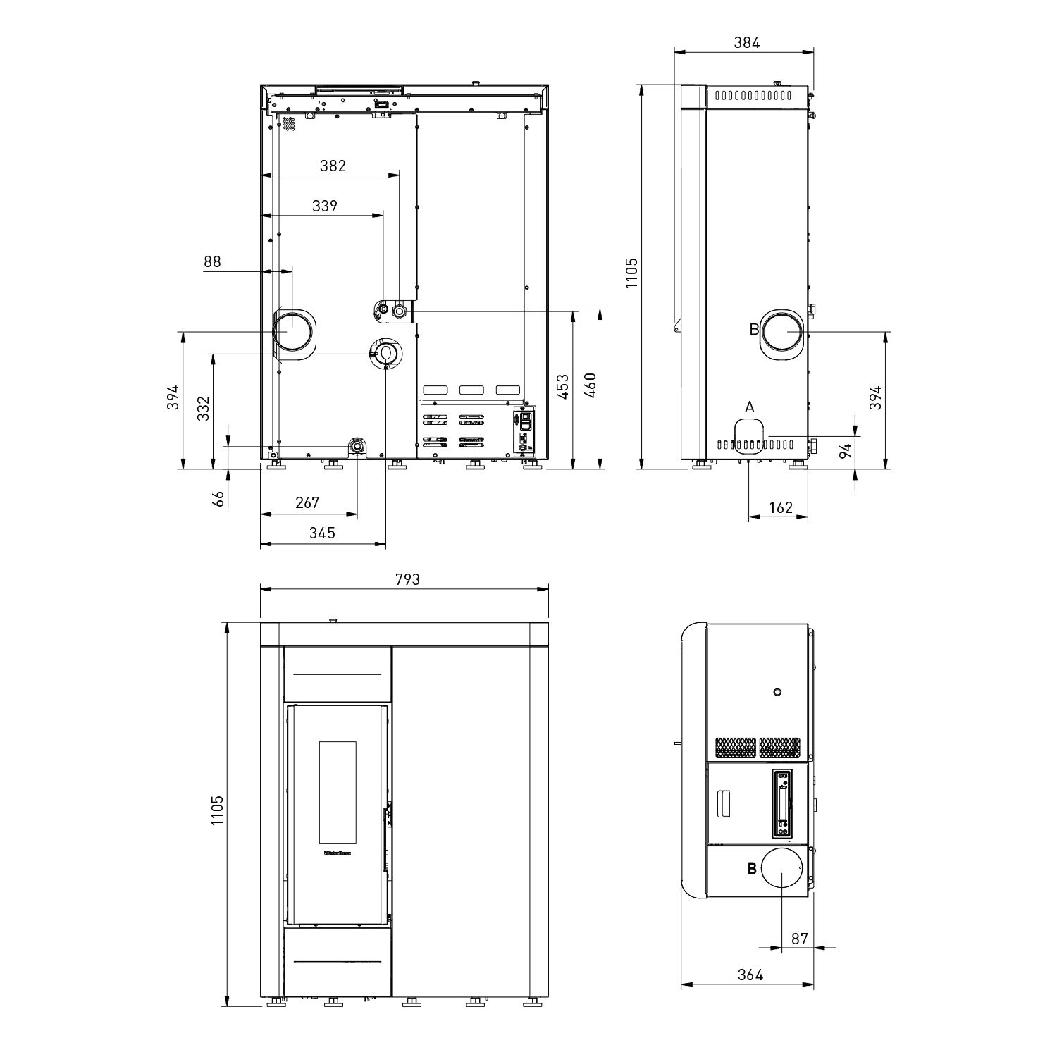 poêle à granulés bouilleur Taupe Mat