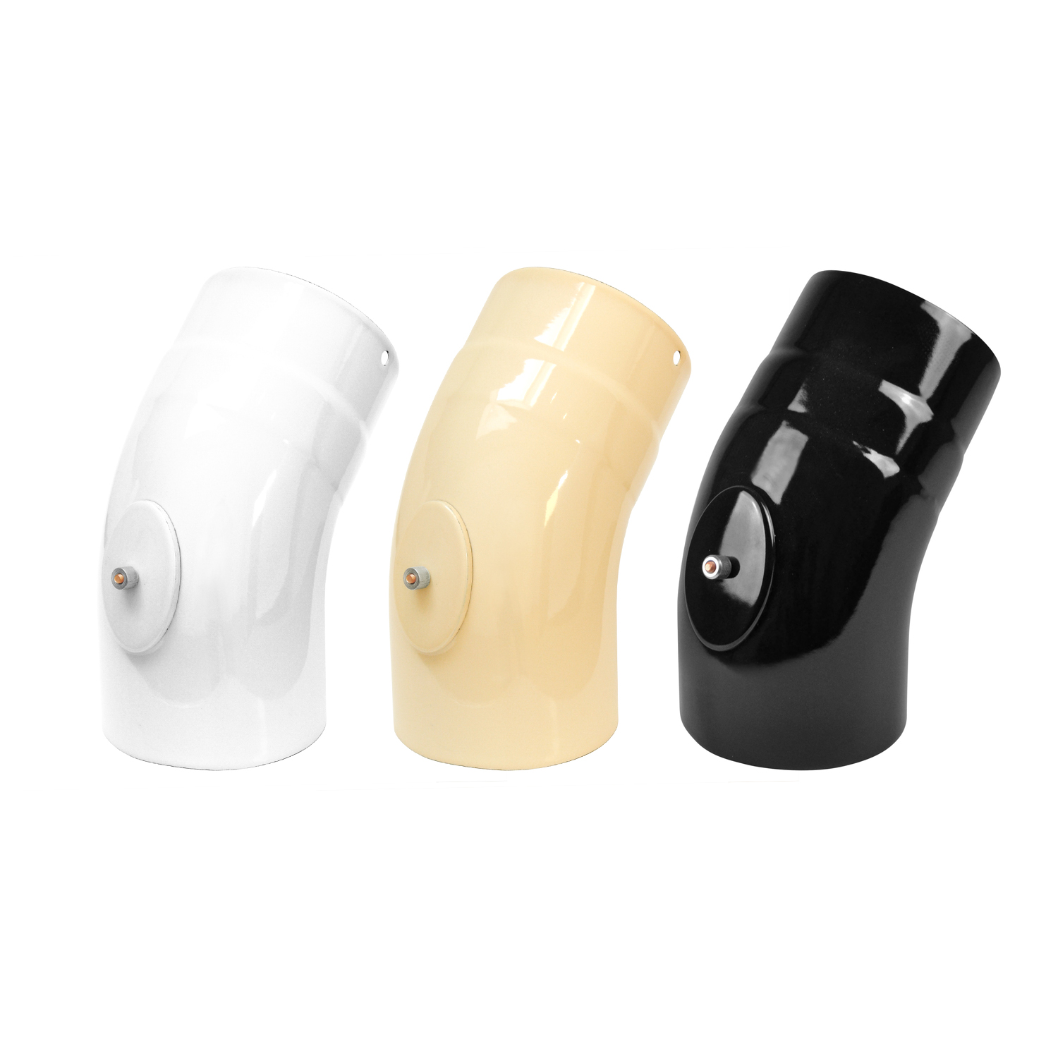 Coude de conduit de fumée / Coude de tuyau de poêle émaillé 130mm - Coude 45° lisse Blanc avec ouverture de nettoyage