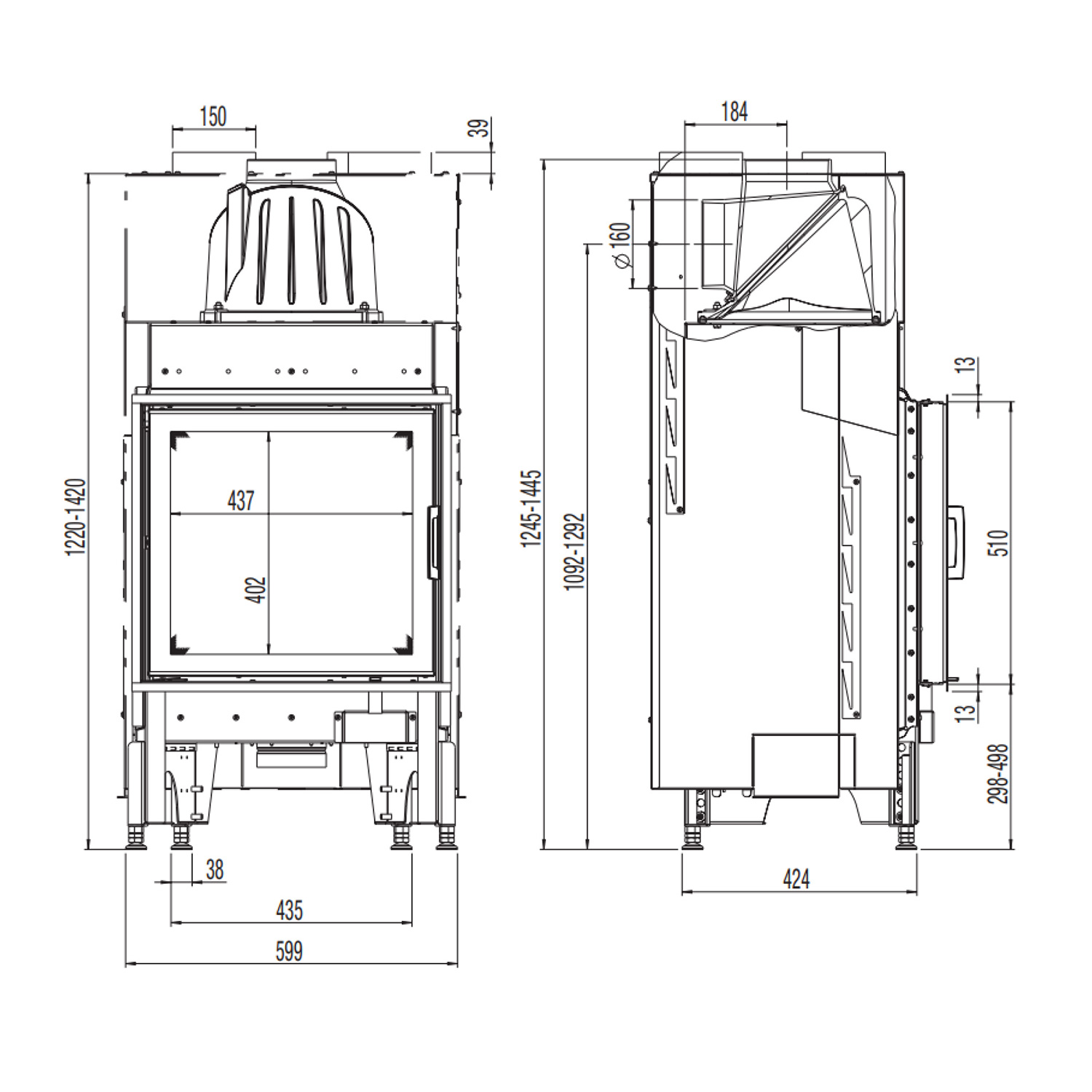 Austroflamm 55x51 K 2.0 insert de cheminée