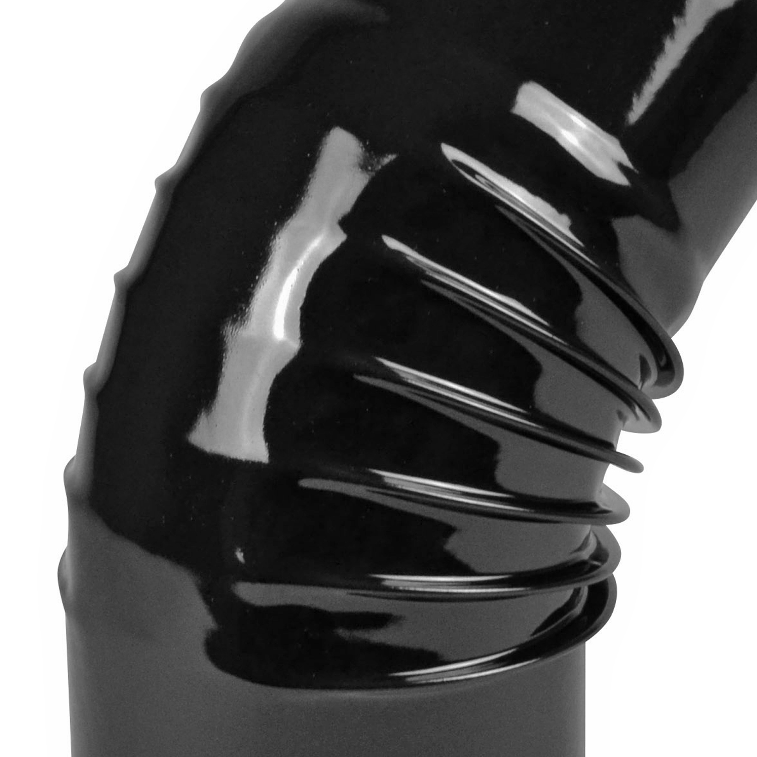 Coude de conduit de fumée / Coude de tuyau de poêle émaillé 130 mm - Coude à 45° nervuré noir