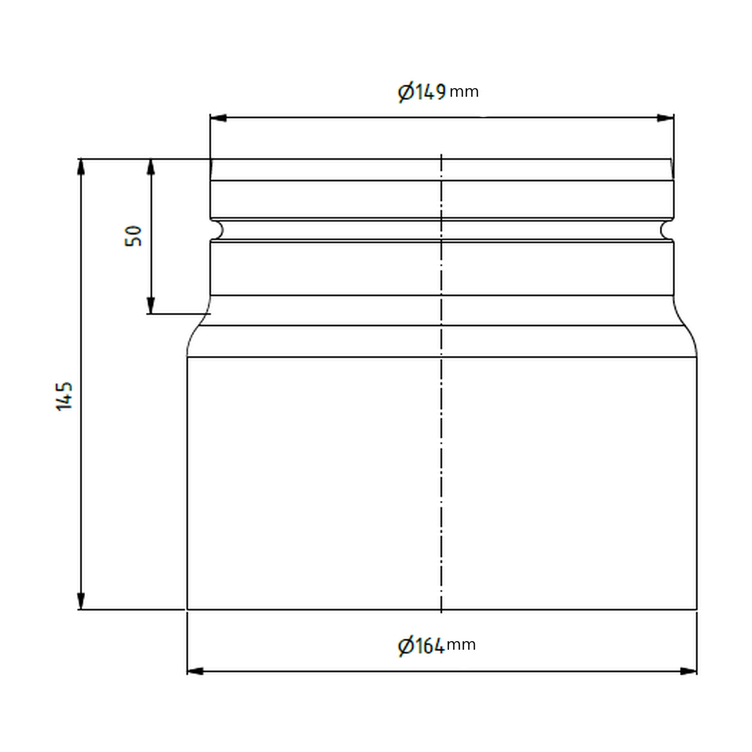 Raik réduction LS diamètre 160w/diamètre 150e noir