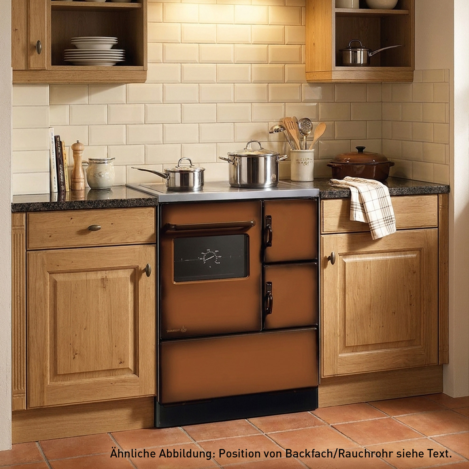 Wamsler K 118 Cuisinière à bois à droite marron avec plaque en acier