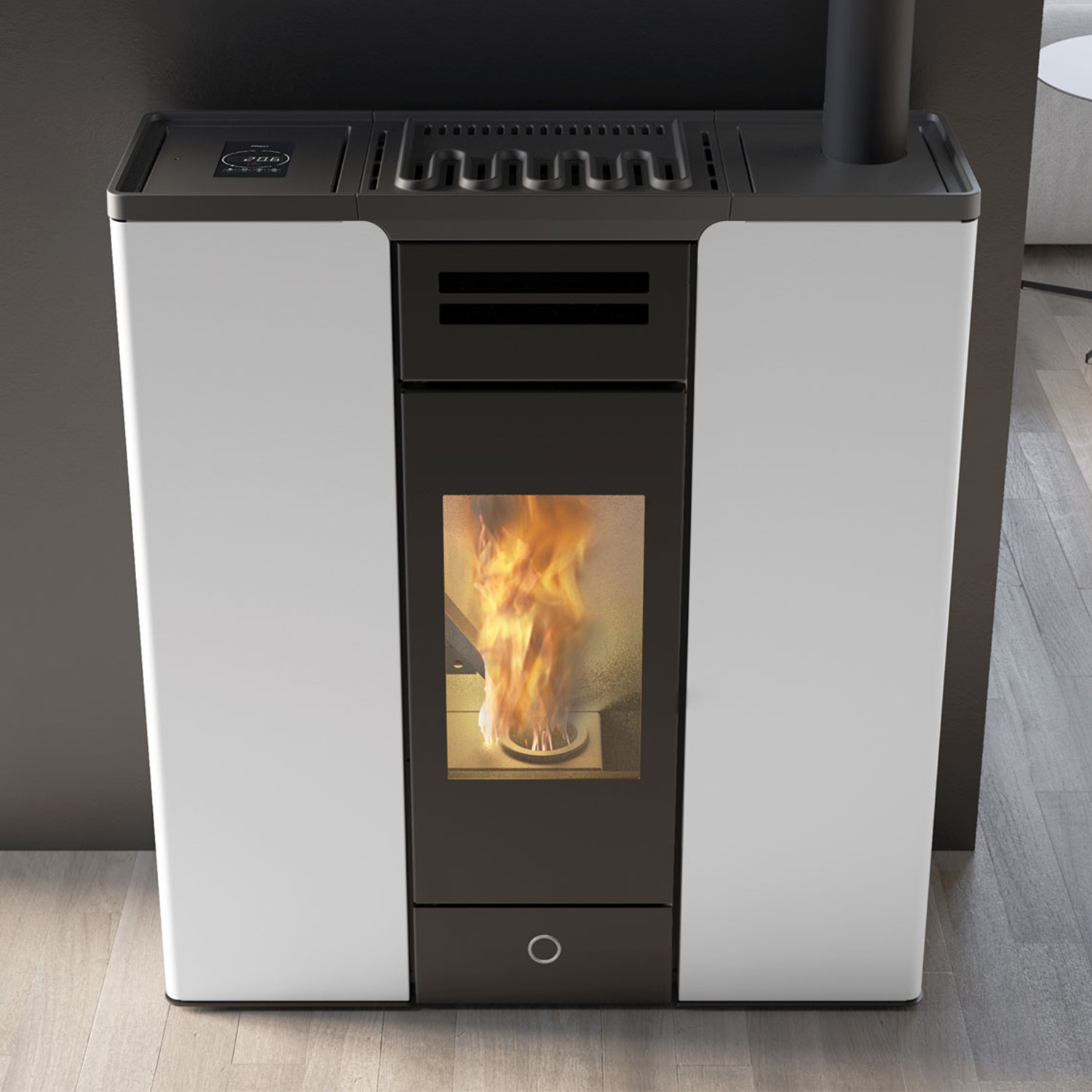 EK63 Entity 90+ Evo Poêle à granulés acier blanc