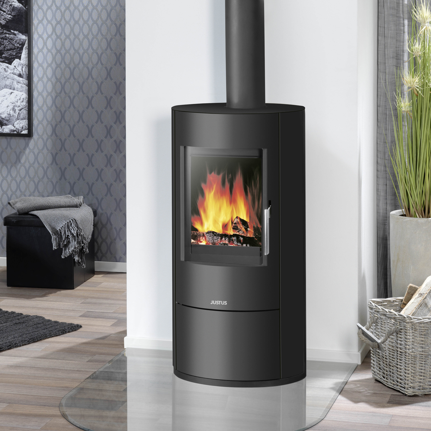 Justus Austin 5 II Poêle à bois Acier Noir Justus Austin 5 II Poêle à bois Acier Noir