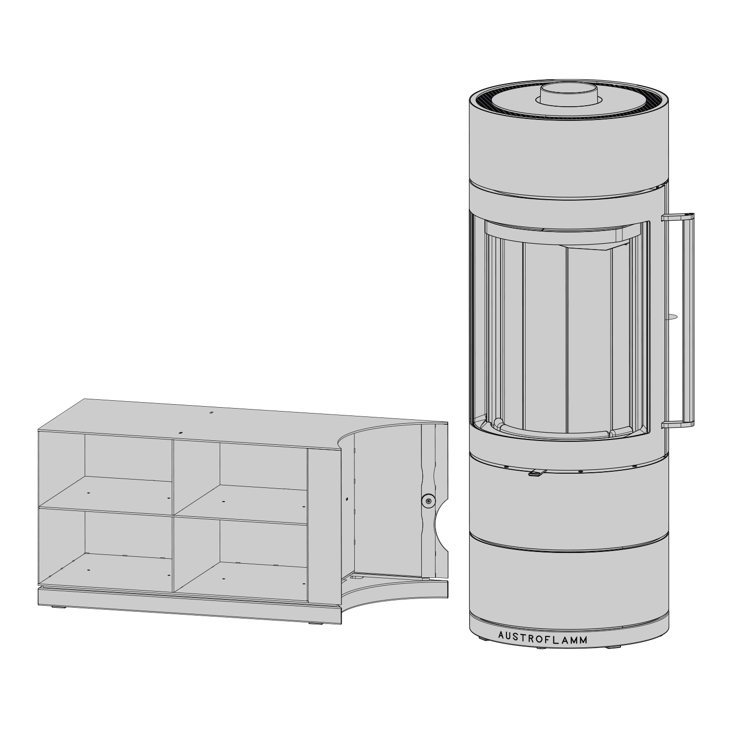Austroflamm Lux boîte d'appoint gauche 68 cm