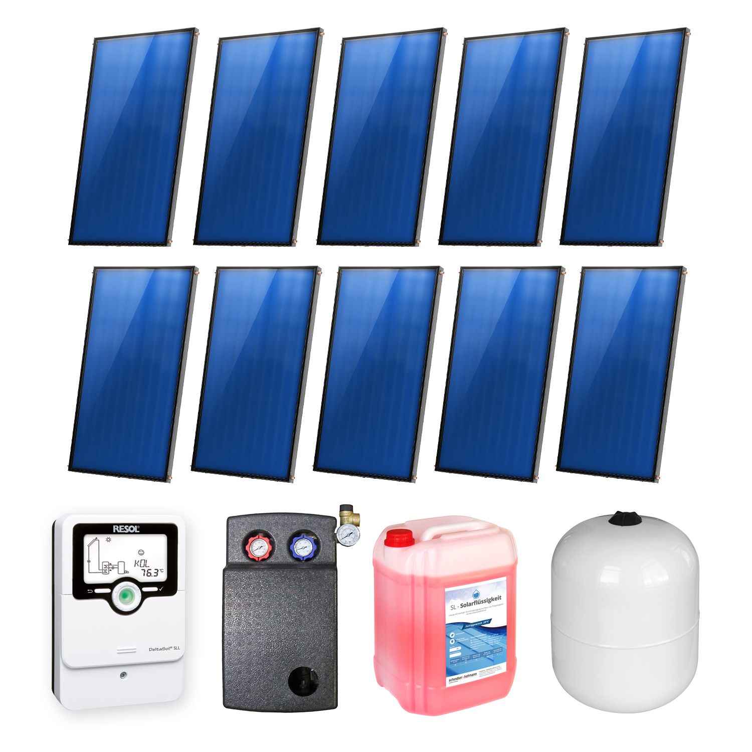 20,10 m² Ensemble de capteurs solaires plats Sunex 9 10x Basicx 2.0 4C