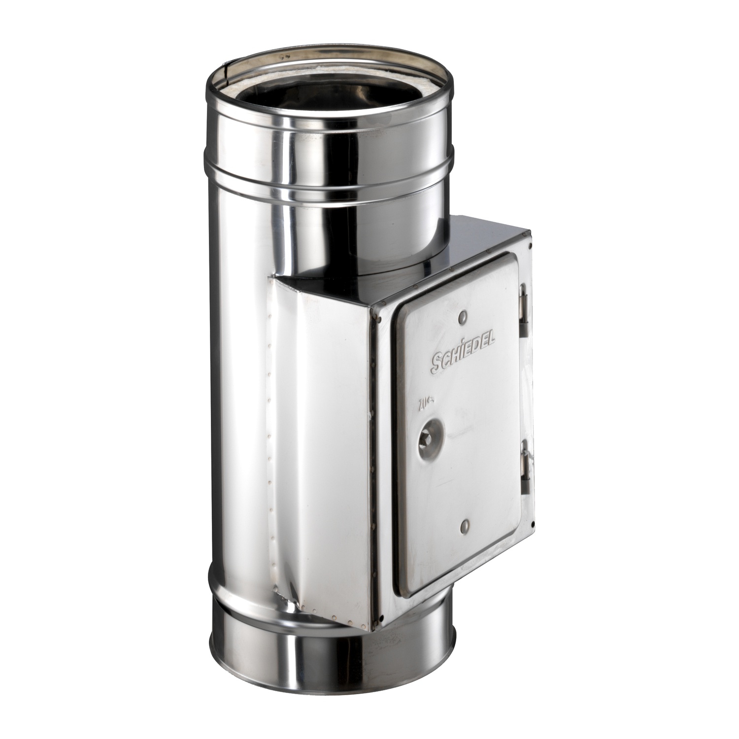 Schiedel ICS raccord de trappe de nettoyage rectangulaire avec porte anti-suie Ø150 mm double paroi brillant