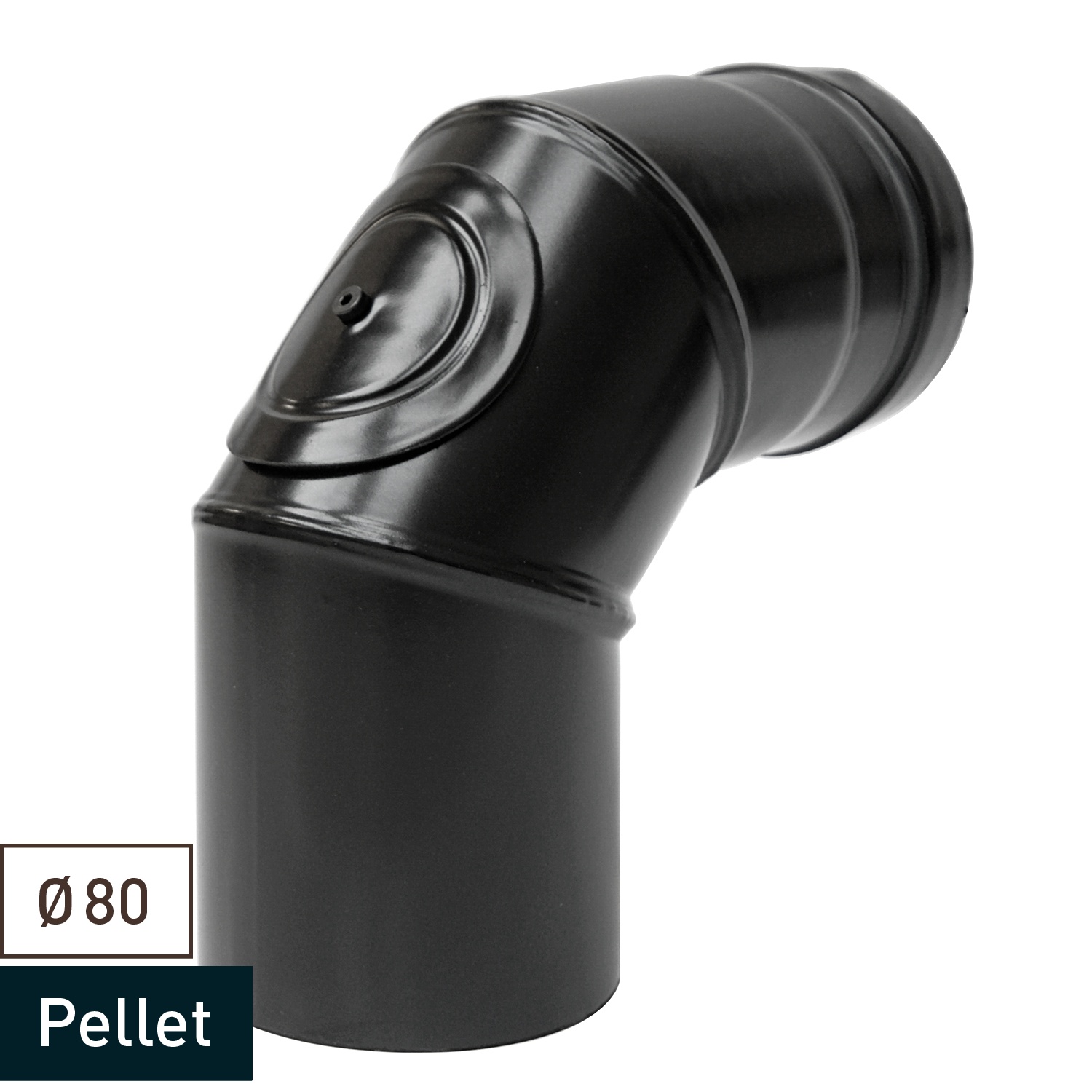 Raik conduit de poêle / tuyau de poêle 80 mm - coude à 90° en trois parties avec ouverture de nettoyage