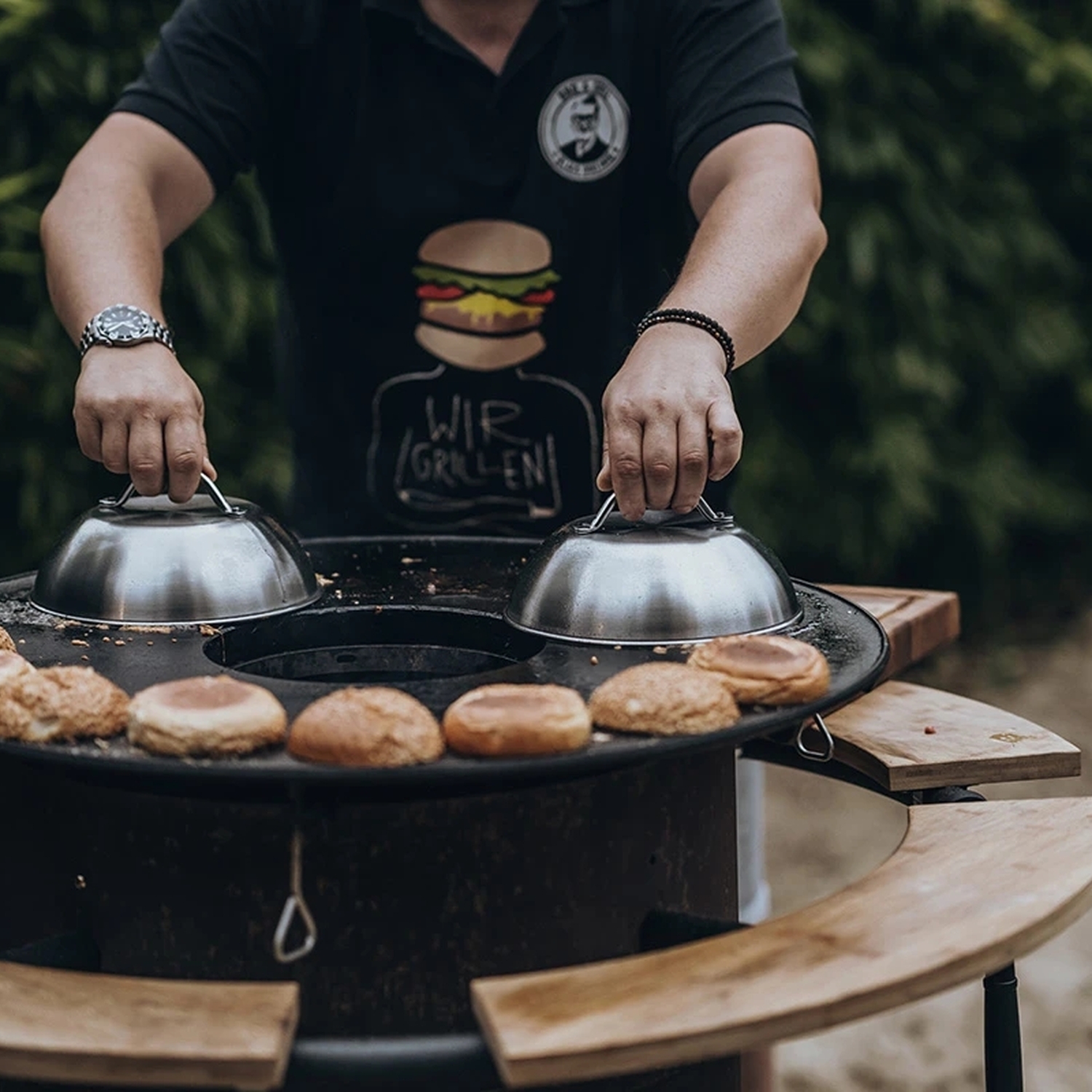 Moesta couvercle à burger couvercle de fonte pour plaque de feu lot de 2