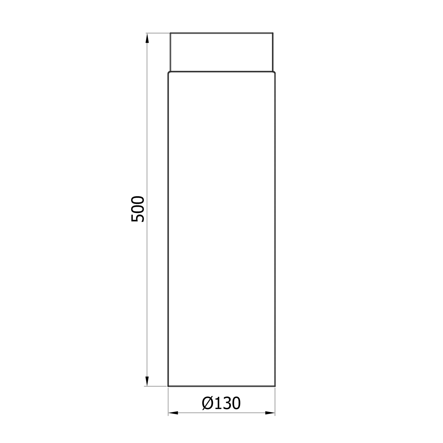 Raik Basic élément de longueur 130mmx500mm noir pour tuyau de fumée / conduit de fumée