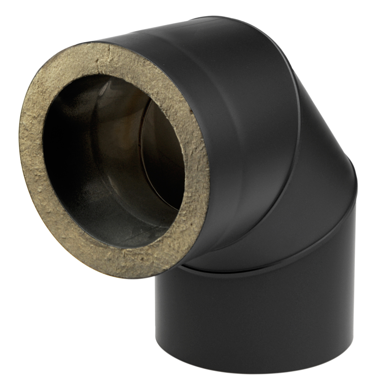 Coude de conduit de fumée Raik / Tuyau de poêle Coltherm double paroi avec isolation, diamètre 150 mm, 90°, Noir Coude de conduit de fumée Raik / Tuyau de poêle Coltherm double paroi avec isolation, diamètre 150 mm, 90°, Noir