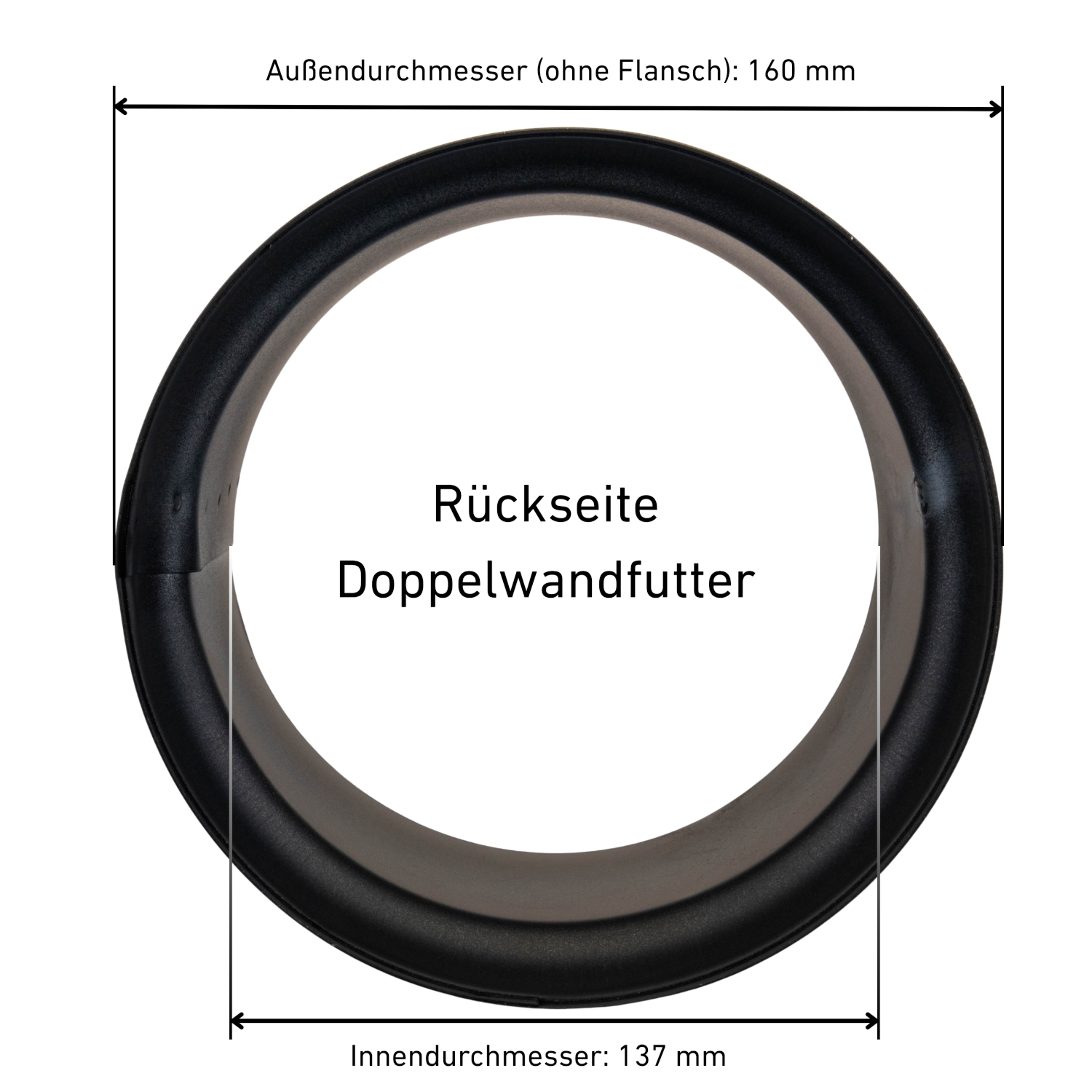 Raik Basic Doublure de paroi double 150mm noir pour tuyau de fumée / conduit de fumée