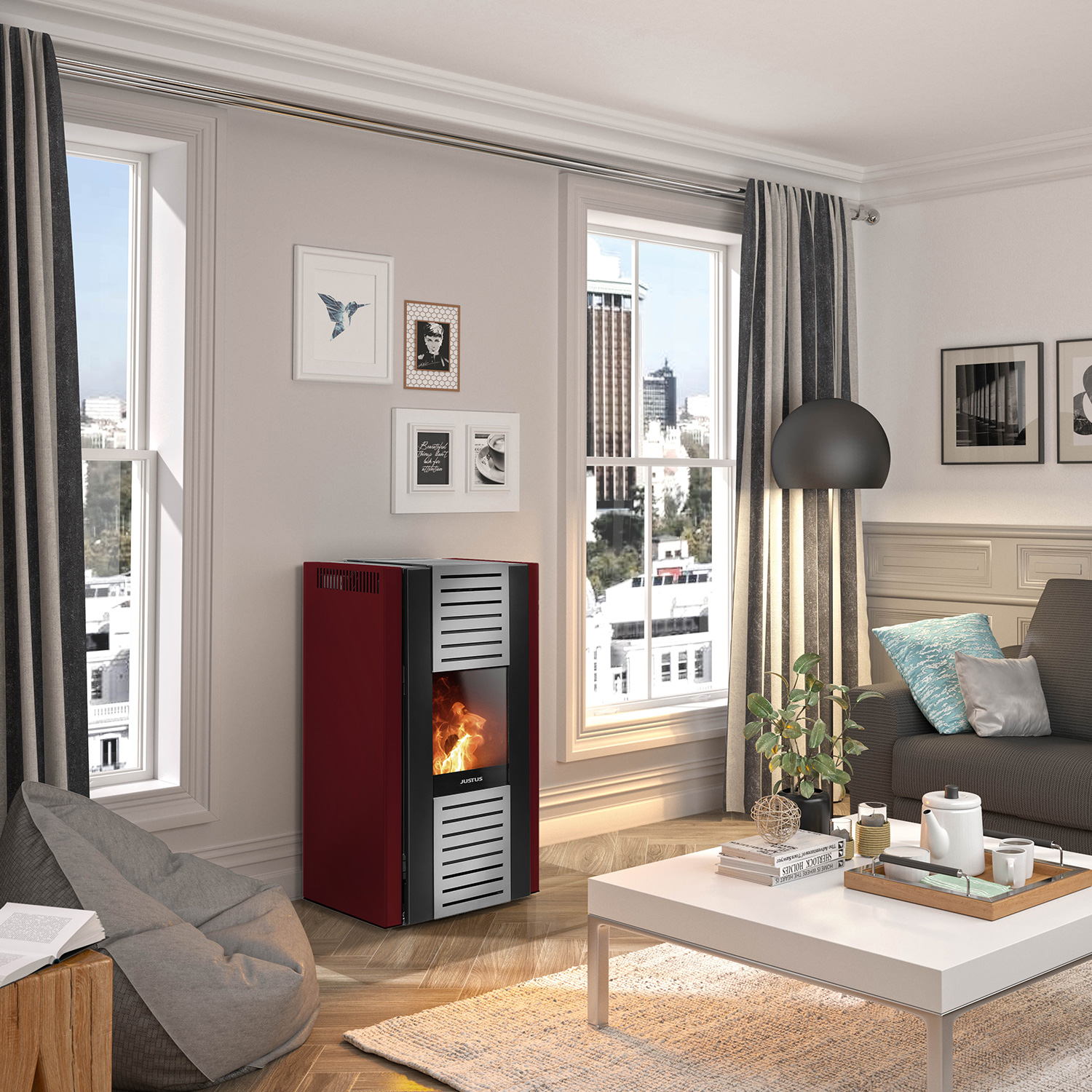 Justus Sirkos 2.0 poêle à granulés acier bordeaux