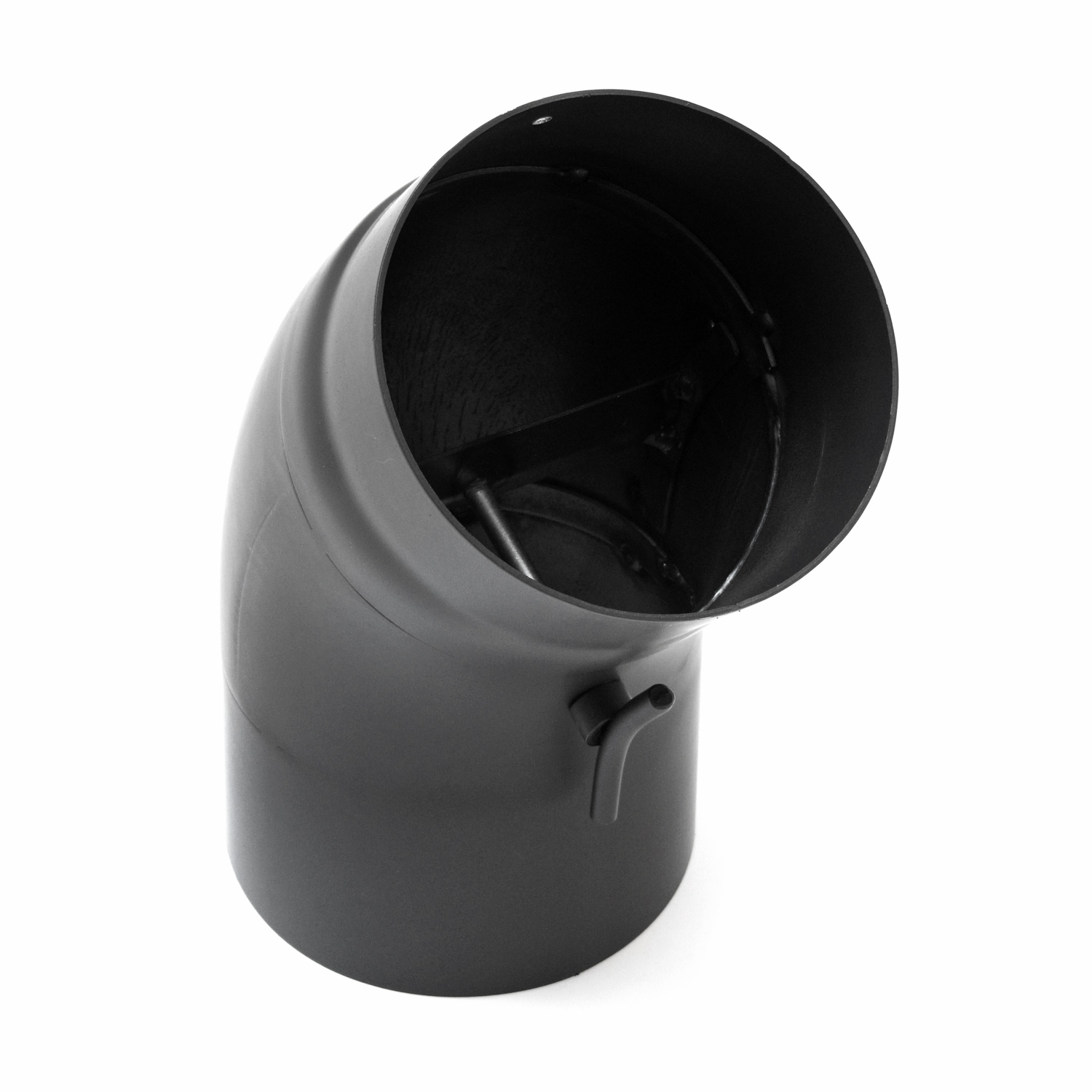 Raik Basic coude de tuyau de fumée 130mm noir 45° tiré avec porte pour tuyau de fumée / conduit de fumée