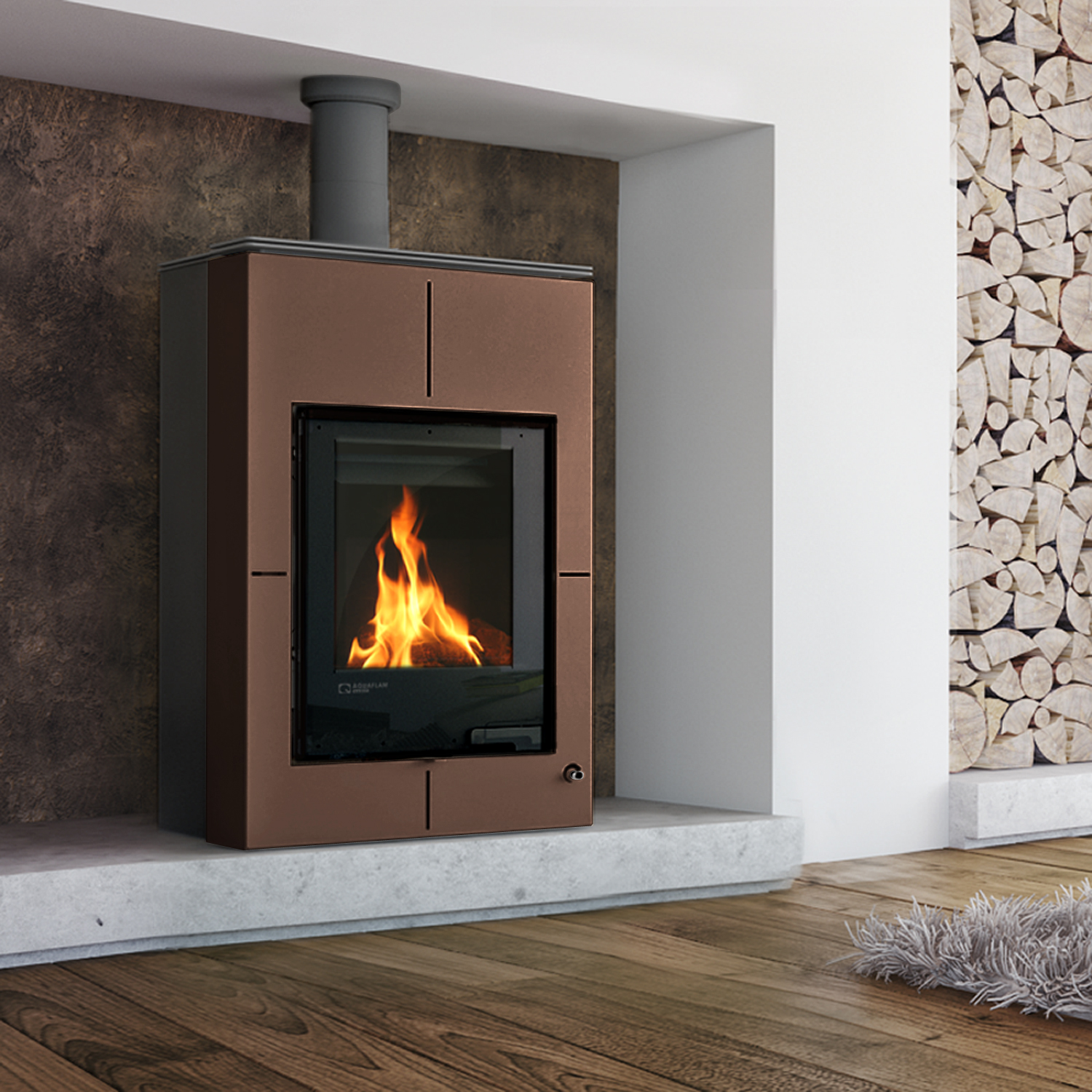 Aquaflam Vario Saporo Basic Poêle à bois avec échangeur thermique Marron 11/5 kW