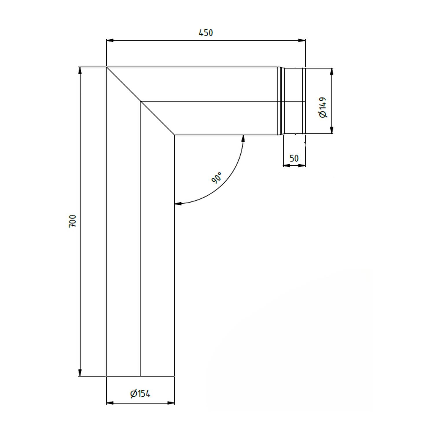 Raik coude LS diamètre 150/90° 2,00mm 2-pièces 700/450 noir