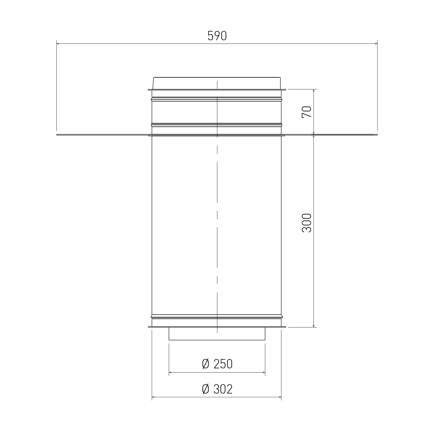 Opsinox conduit de cheminée en acier inoxydable 250 mm traversée de plafond VDO