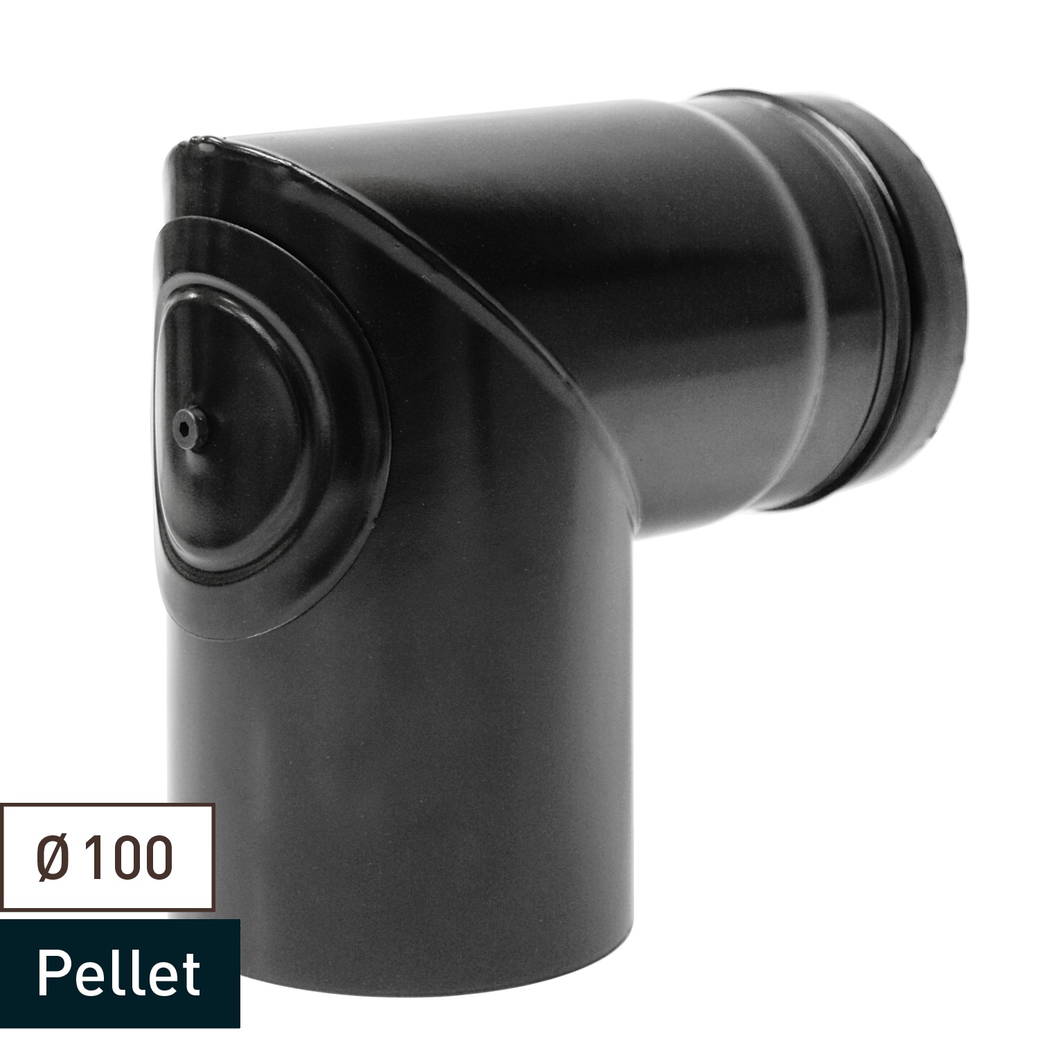 Coude à 90° en deux parties avec ouverture de nettoyage pour conduit de cheminée / tuyau de poêle de 100 mm Raik
