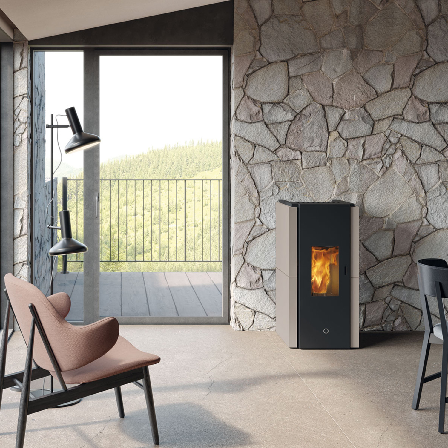 EK63 Zone 80 Evo poêle à granulés acier gris colombe