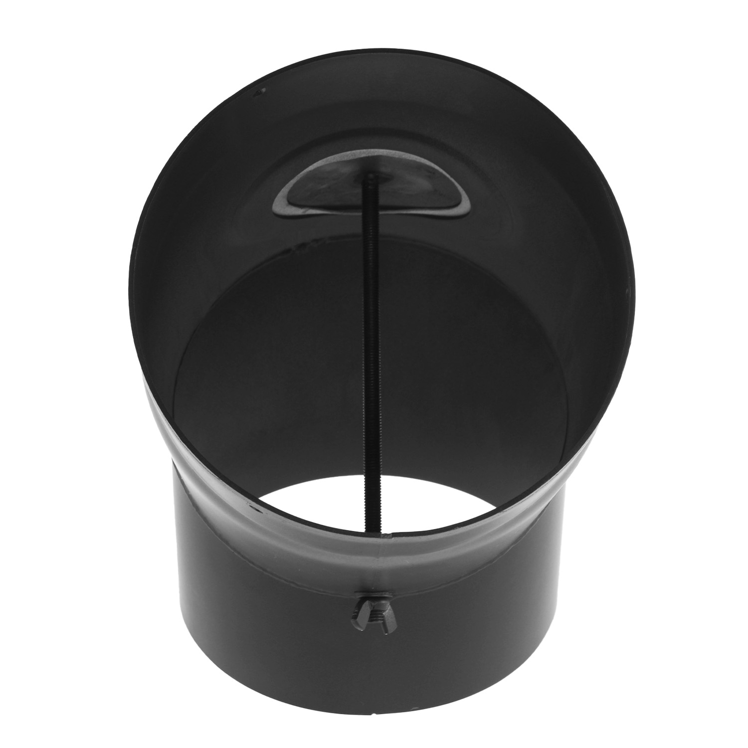 Coude de conduit de fumée / Tuyau de poêle 180mm - 45° avec porte noir