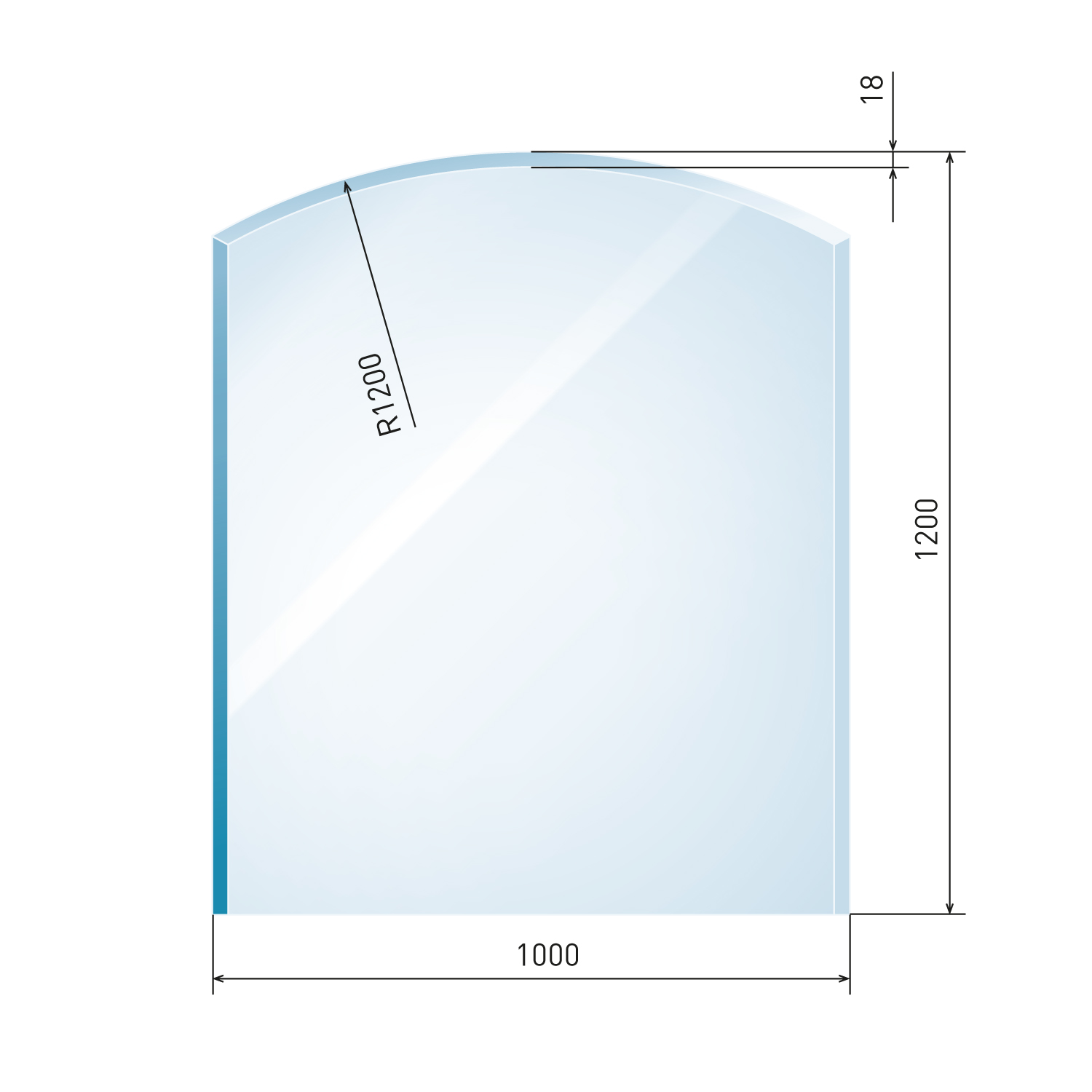 Plaque de verre Raik Kamin langue plate incl. facette