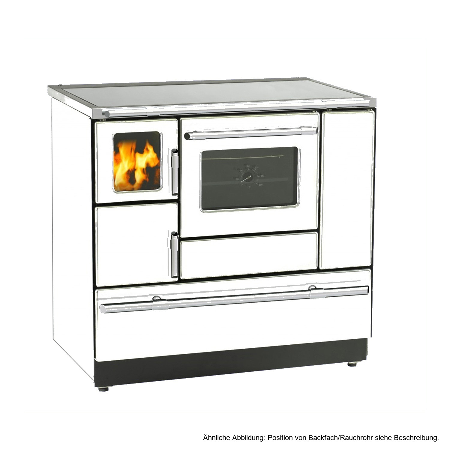 Wamsler K 138 F Cuisinière à bois à gauche blanc avec plaque vitrocéramique