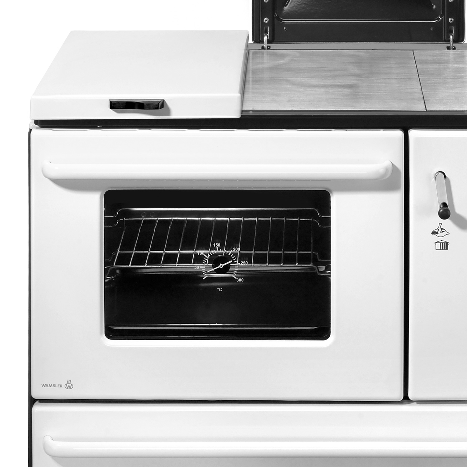 Wamsler K 178 poêle de cuisine avec conduit d'eau Blanc, tuyau de fumée à gauche