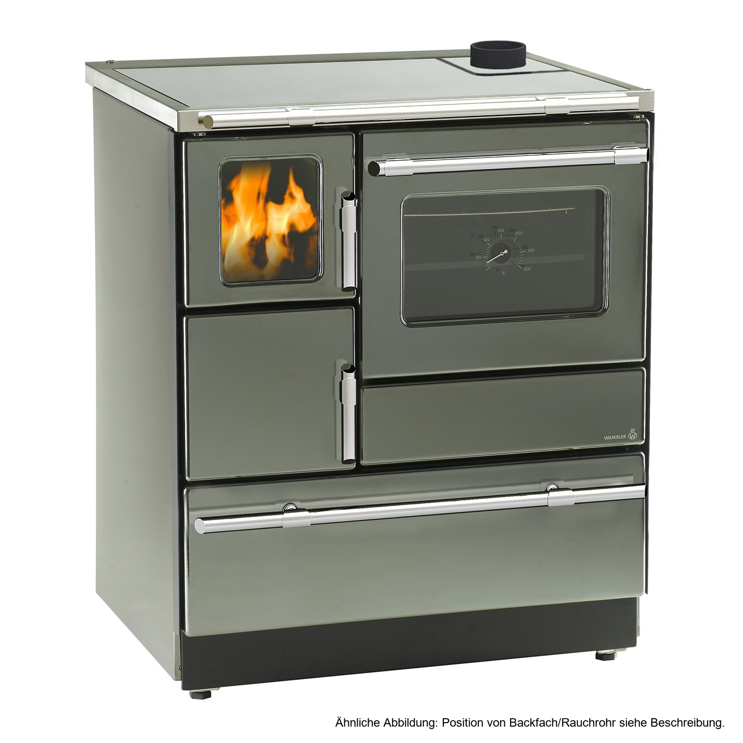 Wamsler K 128 F Cuisinière à bois à droite anthracite métallisé avec plaque en acier