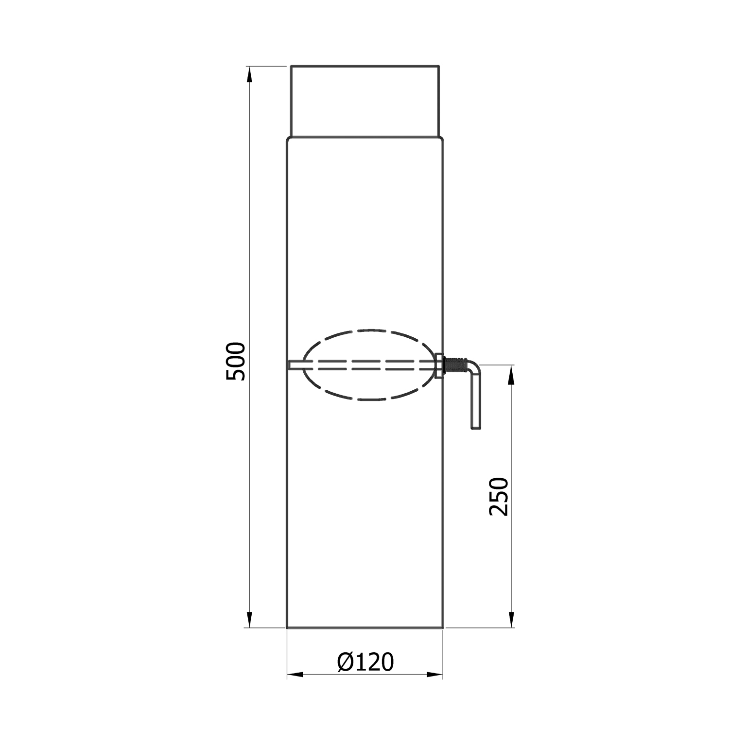 Raik Basic régulation de tirage 120mm noir L: 500mm pour tuyau de fumée / conduit de fumée