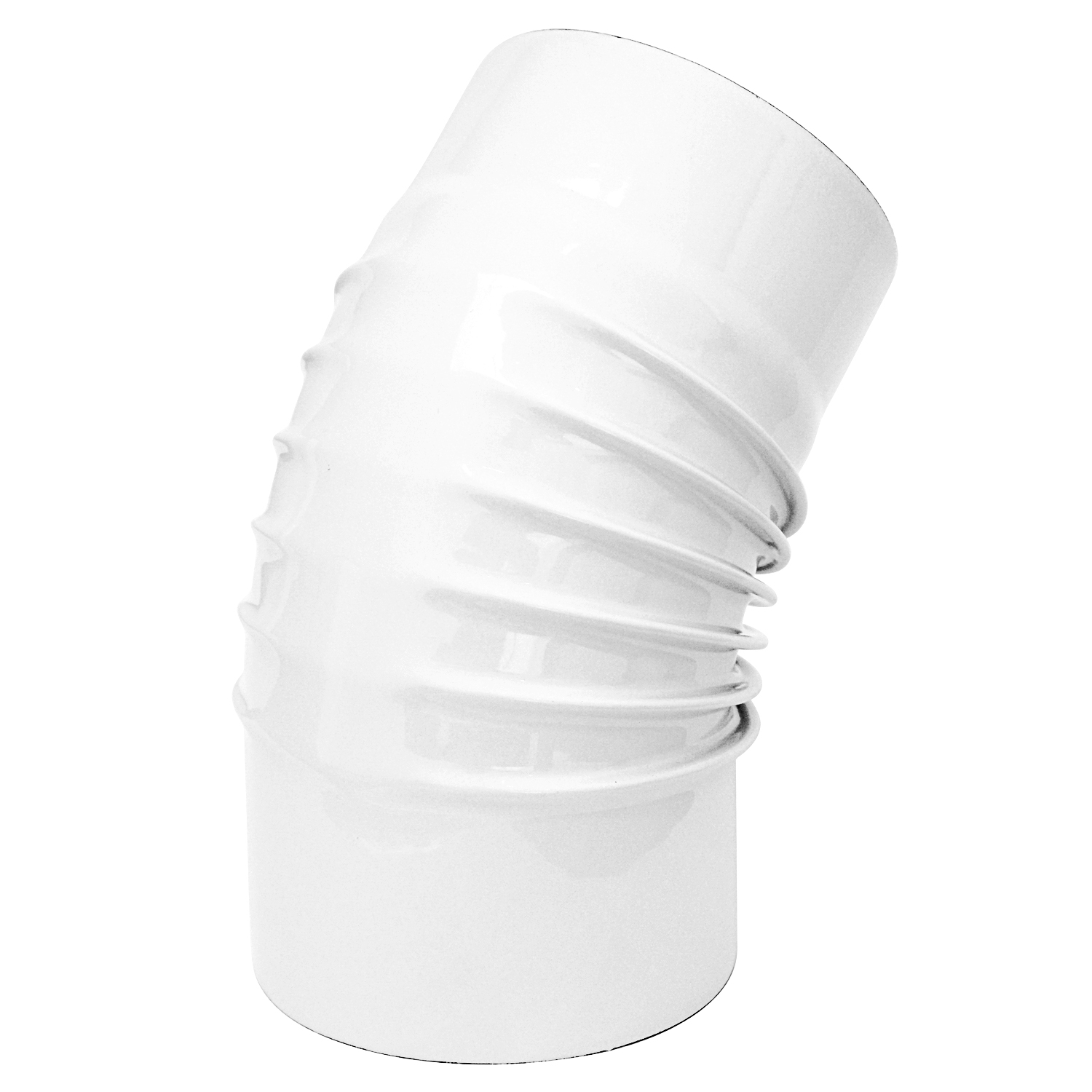 Coude de conduit de fumée / Coude de tuyau de poêle émaillé 130 mm - Coude à 45° nervuré blanc