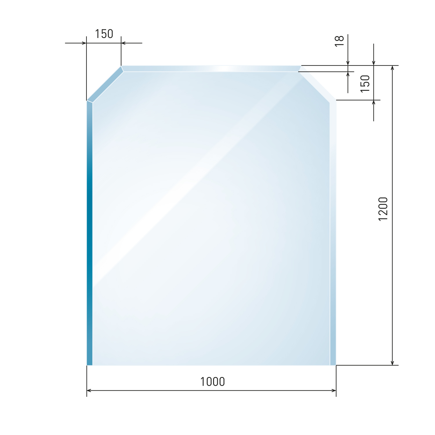 Raik Kamin plaque de verre langue angulaire incl. facette Raik Kamin plaque de verre langue angulaire incl. facette