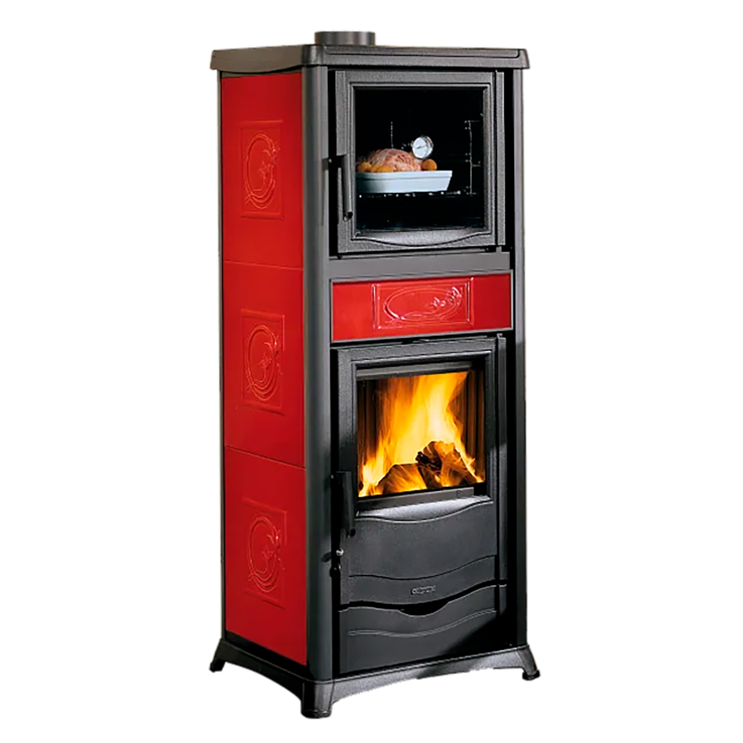 La Nordica Rossella Plus Forno 16, poêle à bois, Liberty Bordeaux