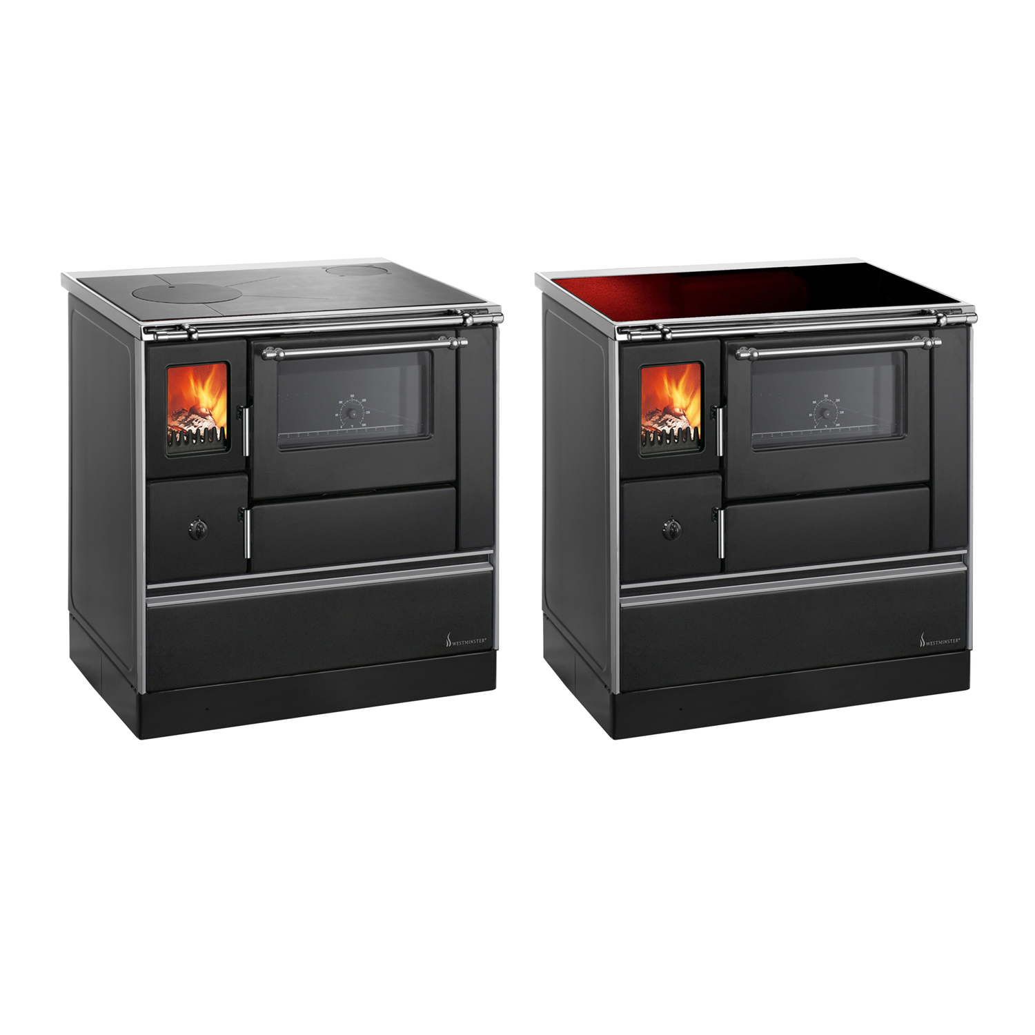 Wamsler K 176 F/A 90 Cuisinière noire, plaque vitrocéramique, four à droite