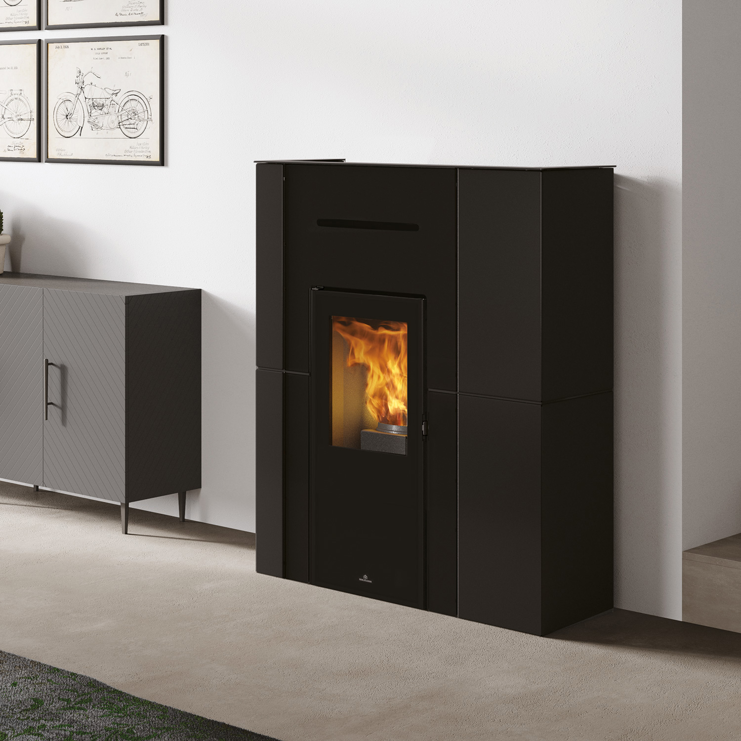 Edilkamin Blade H 15 Evo poêle à granulés bouilleur acier / verre noir