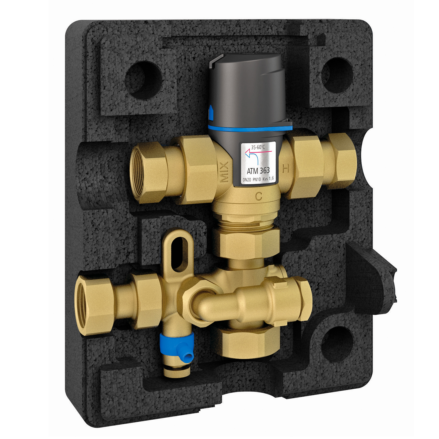 Afriso ATM 363 WMG vanne mélangeuse thermique avec isolation, groupe de mélange d'eau