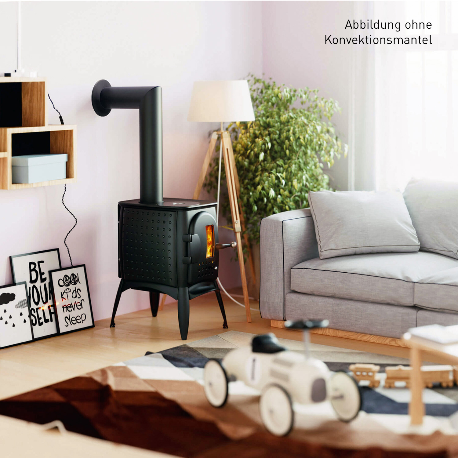 Poêle à bois Austroflamm G1 en fonte anthracite avec manteau de convection