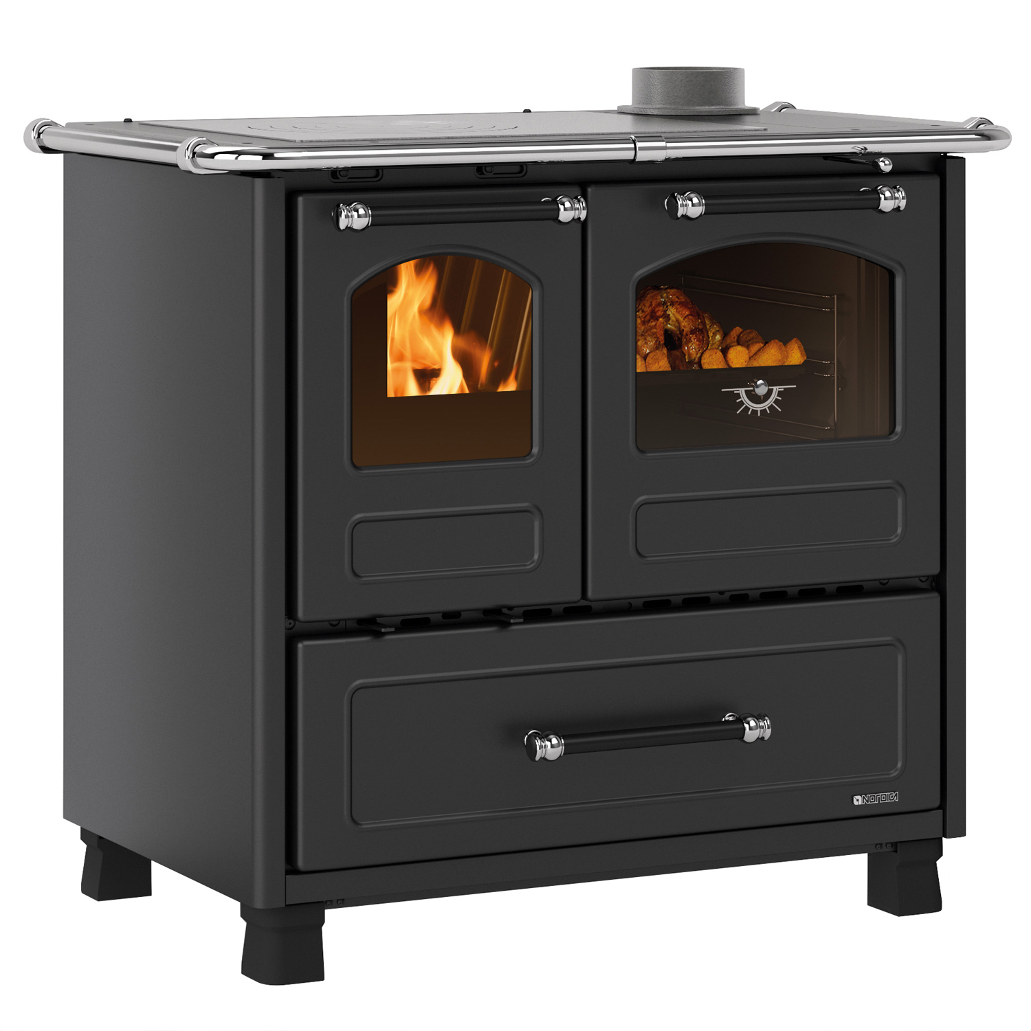 La Nordica Family 4,5 poêle à bois en acier noir