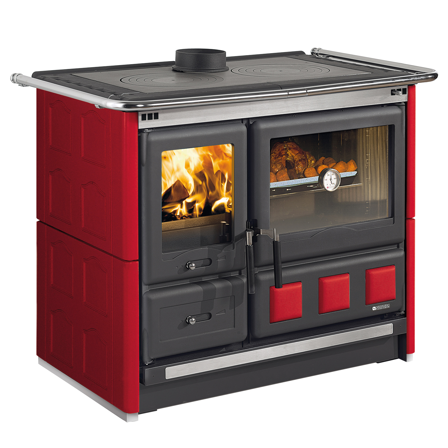 La Nordica Rosa XXL 16 cuisinière à bois Majolica Bordeaux