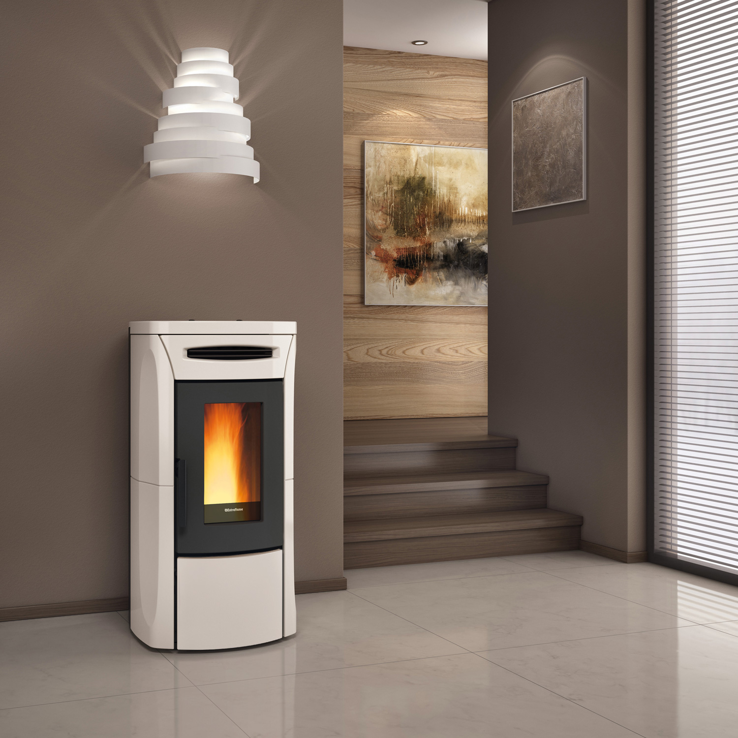Extraflame Evolution Line Fiandra Idro EVO Poêle à granulés bouilleur Majolika Panna