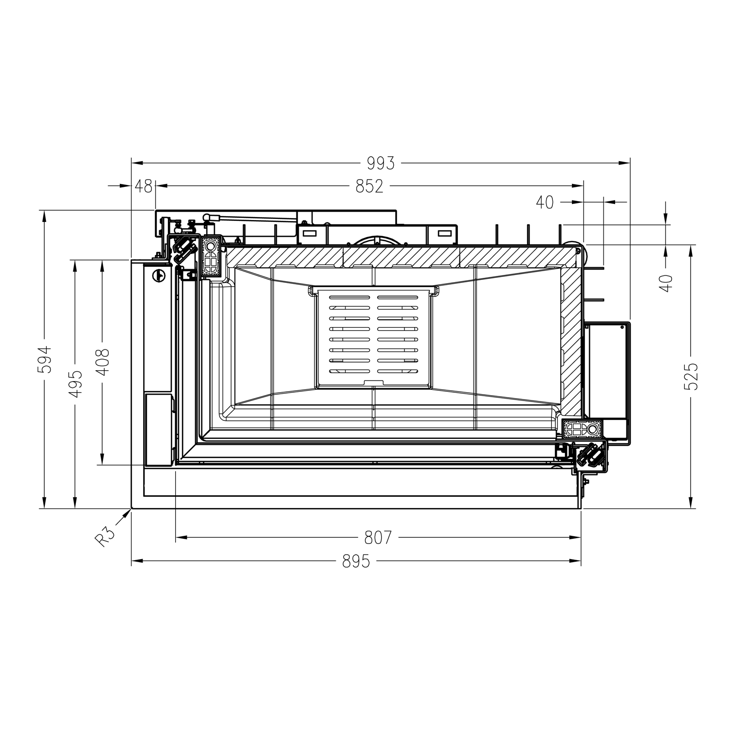 Spartherm Premium Varia-2L-80h Insert de cheminée d'angle RRA Ø 250 mm