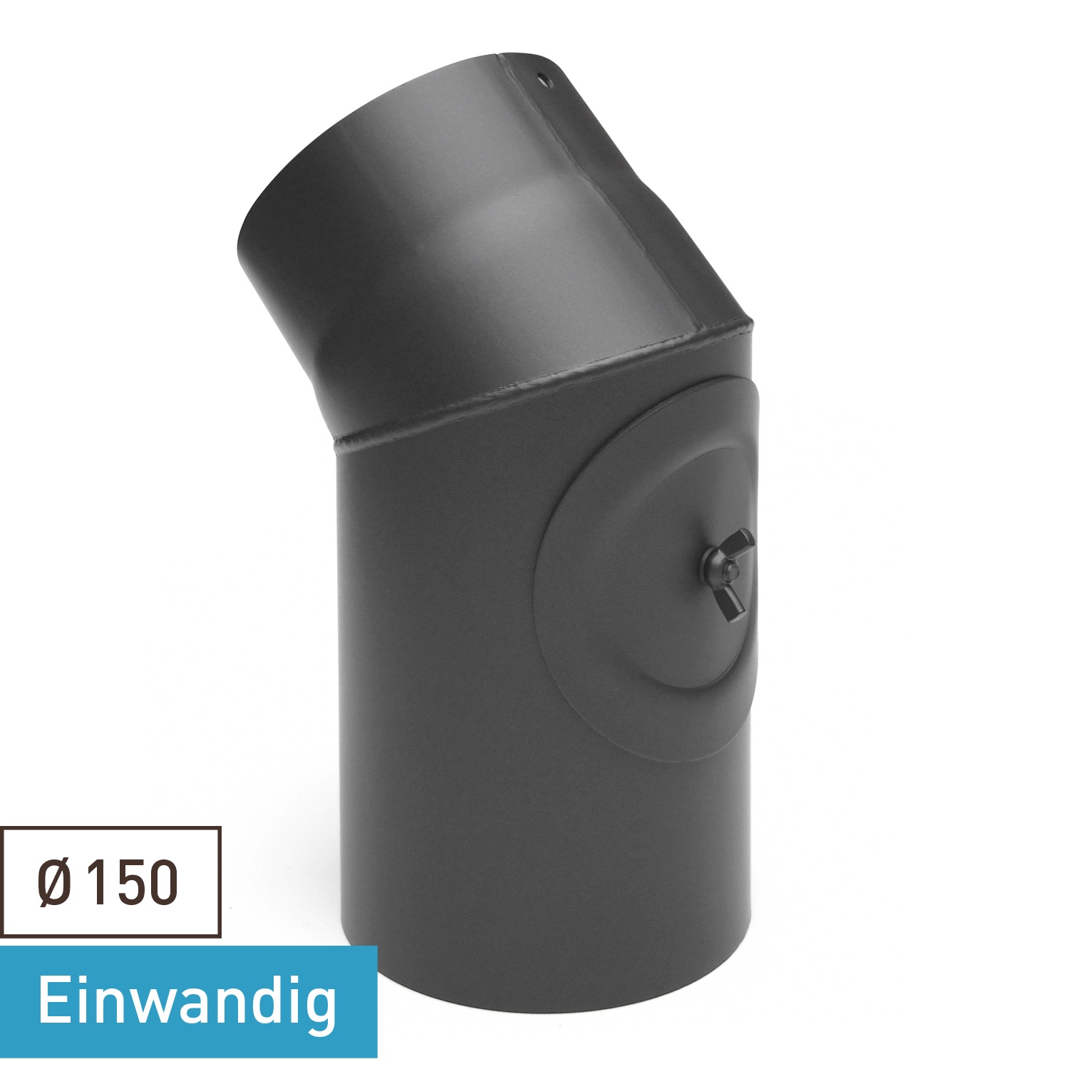 Raik Basic coude de tuyau de fumée 150mm gris fonte 45° avec porte pour tuyau de fumée / conduit de fumée