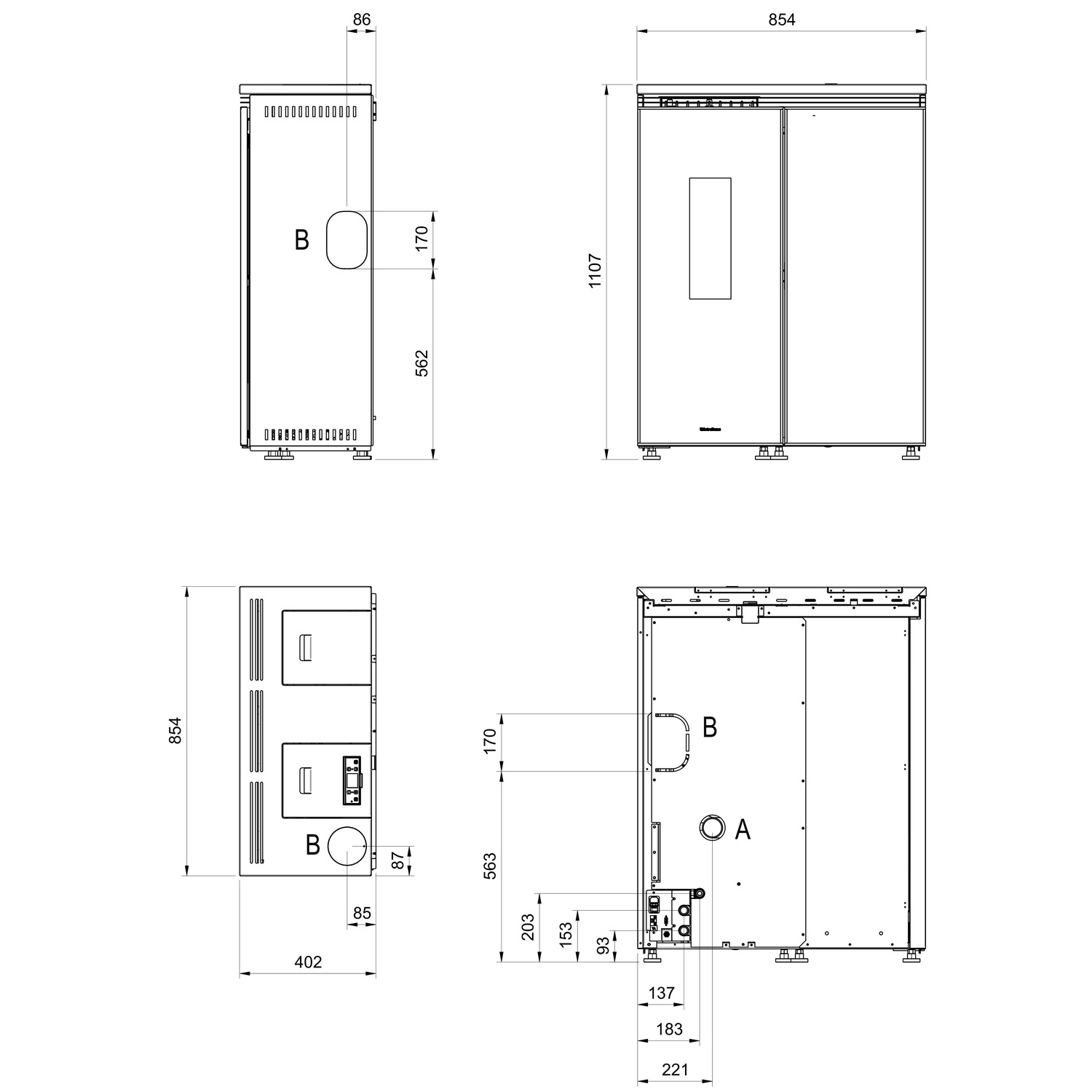 Extraflame Floriana Idro gres corten Poêle à pellets – hydraulique avec plaque en grès