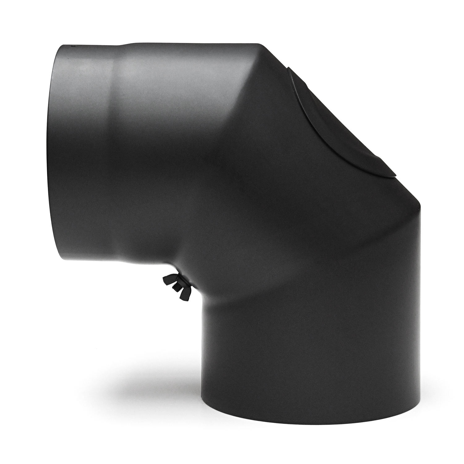 Coude de conduit de fumée Raik / Tuyau de poêle 200 mm - 90° avec ouverture de nettoyage noir